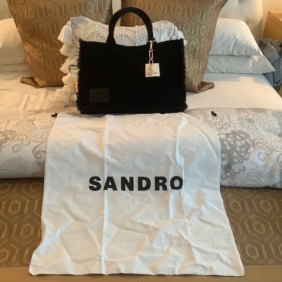 SANDRO BLACK TWEED TOTE - Picture 3 of 5